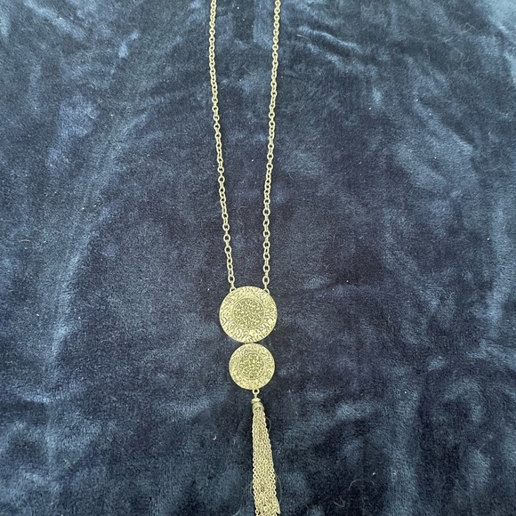 Long silver tone necklace with pendants - Picture 1 of 2